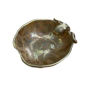 Stangl Gold Hand Painted Apple Shaped Bowl 3785 Vintage Country Decor Candy Nuts